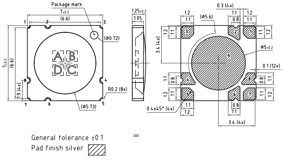 Plan mécanique - ams OSRAM LED à haute puissance ENGIN LuxiGen® LZ4-01MNCA/MWCA